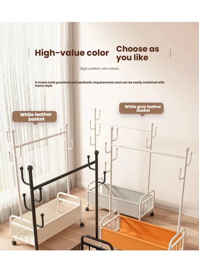 POWER Lightweight and luxurious Italian floor-standing clothes rack, bedroom clothes rack with basket, portable multi-functional luxury clothes rack, suitable for home storage and organization (120CM). - Image 4